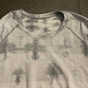 Grey white black space dye stripe tye dye look lululemon athletic running top